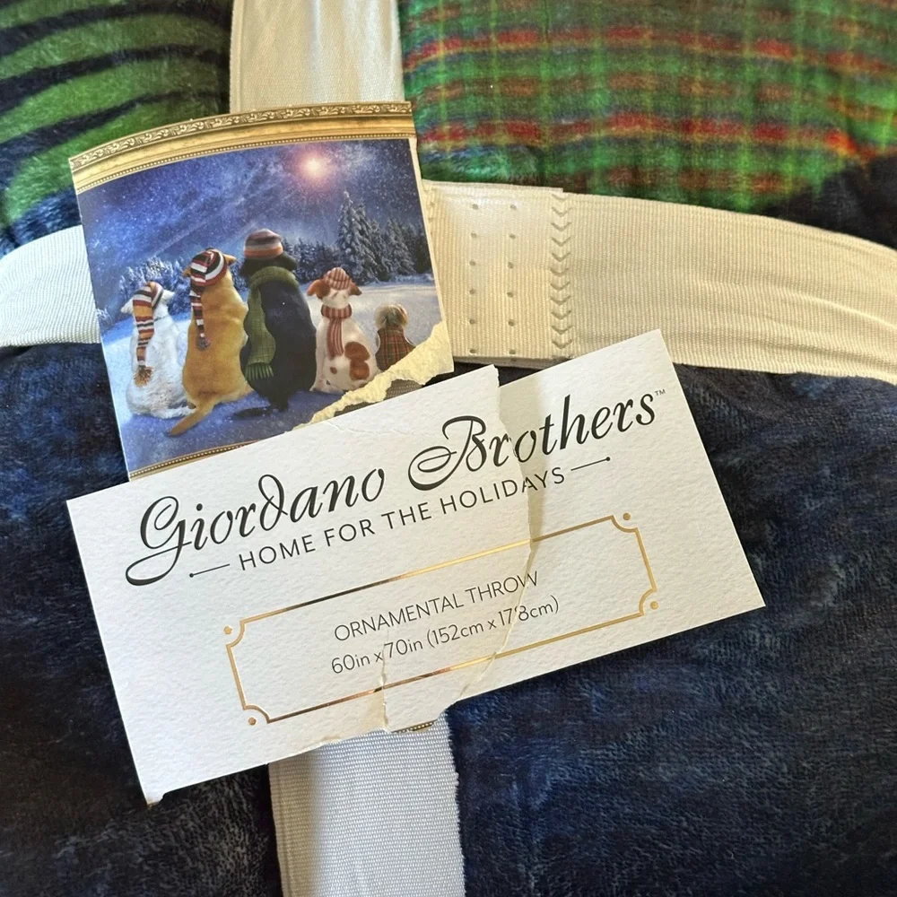 Ornamental Holiday Throw Blanket - Navy/Green/Brown